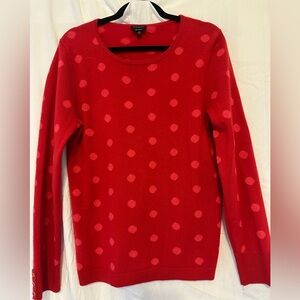 Talbots Red Polka Dot Crew Neck Sweater